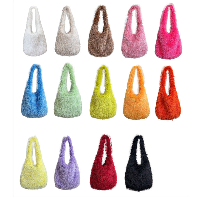 Large Capacity Cotton Candy Macaron Color Shoulder Bags