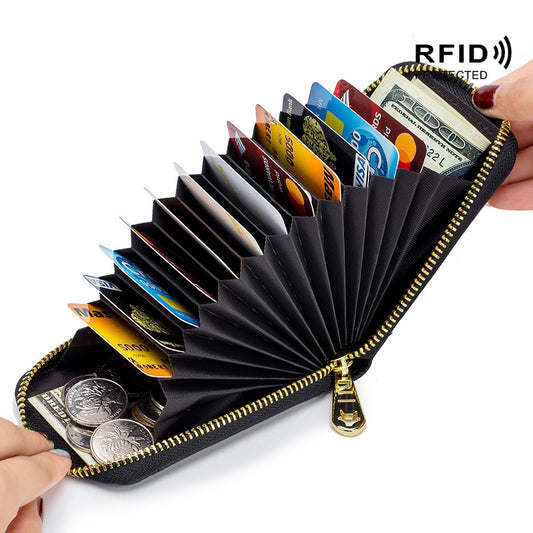 Women's & Men's & Leather Expanding Bank Card Holder