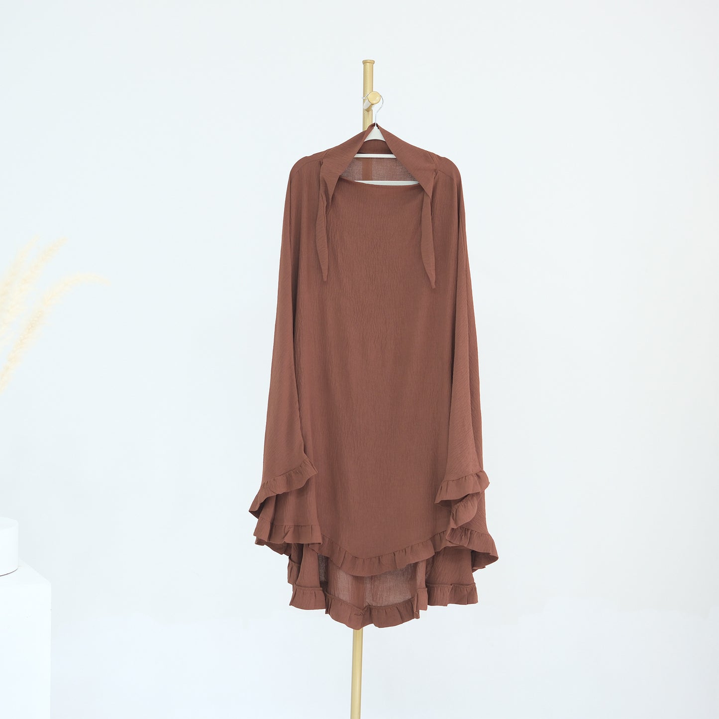 Pure Color Ruffles Big Swing Headscarf Dresses