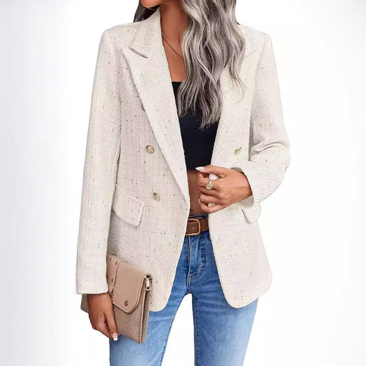 Women's Autumn Tweed Pocket Slim Mid-length Coats