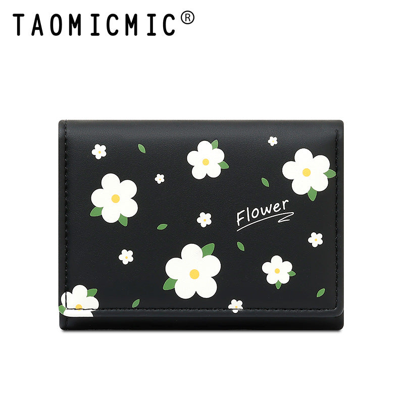 Women's Short Type Simple Creative Cute Flowers Ladies Wallets