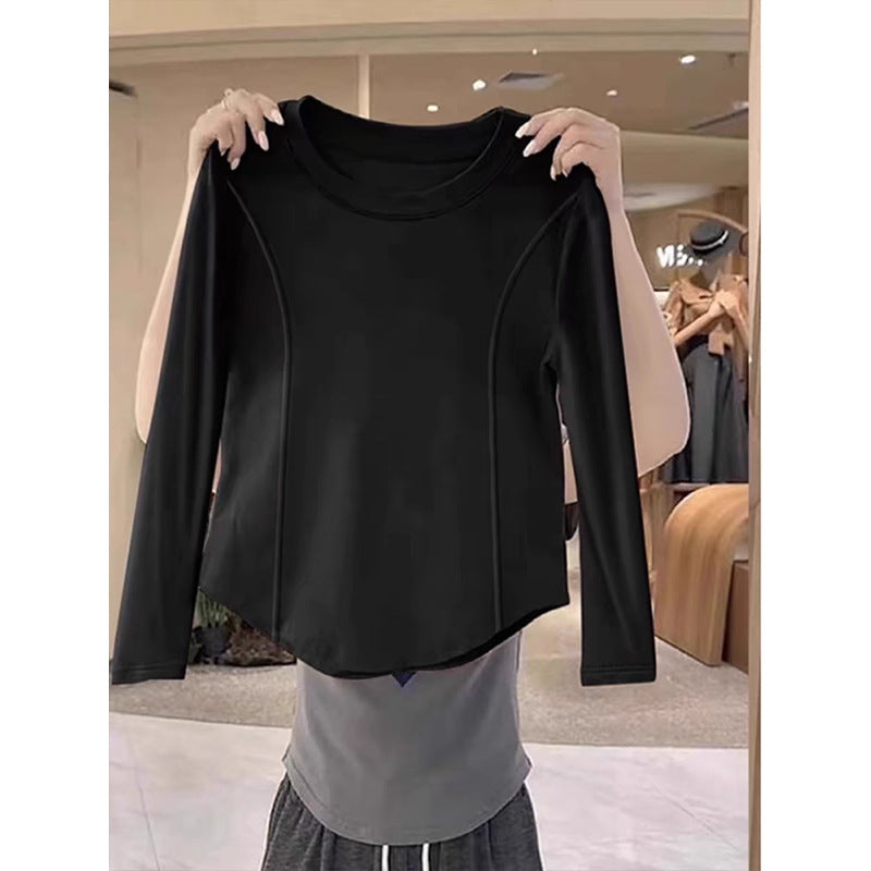 Long Sleeve Female White Irregular Inner Women's T-shirt