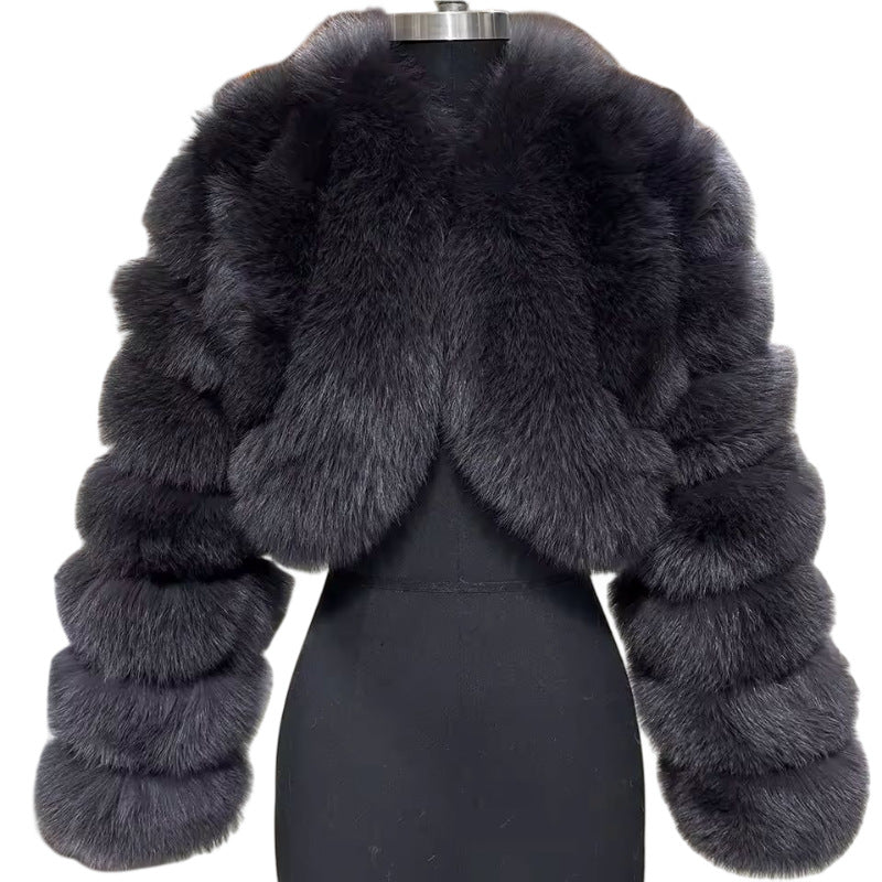 Faux Fur Fox Stitching Winter Warm Coats