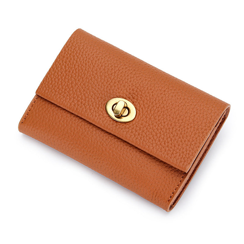 Women's Leather Short First Layer Cowhide Design Card Holder