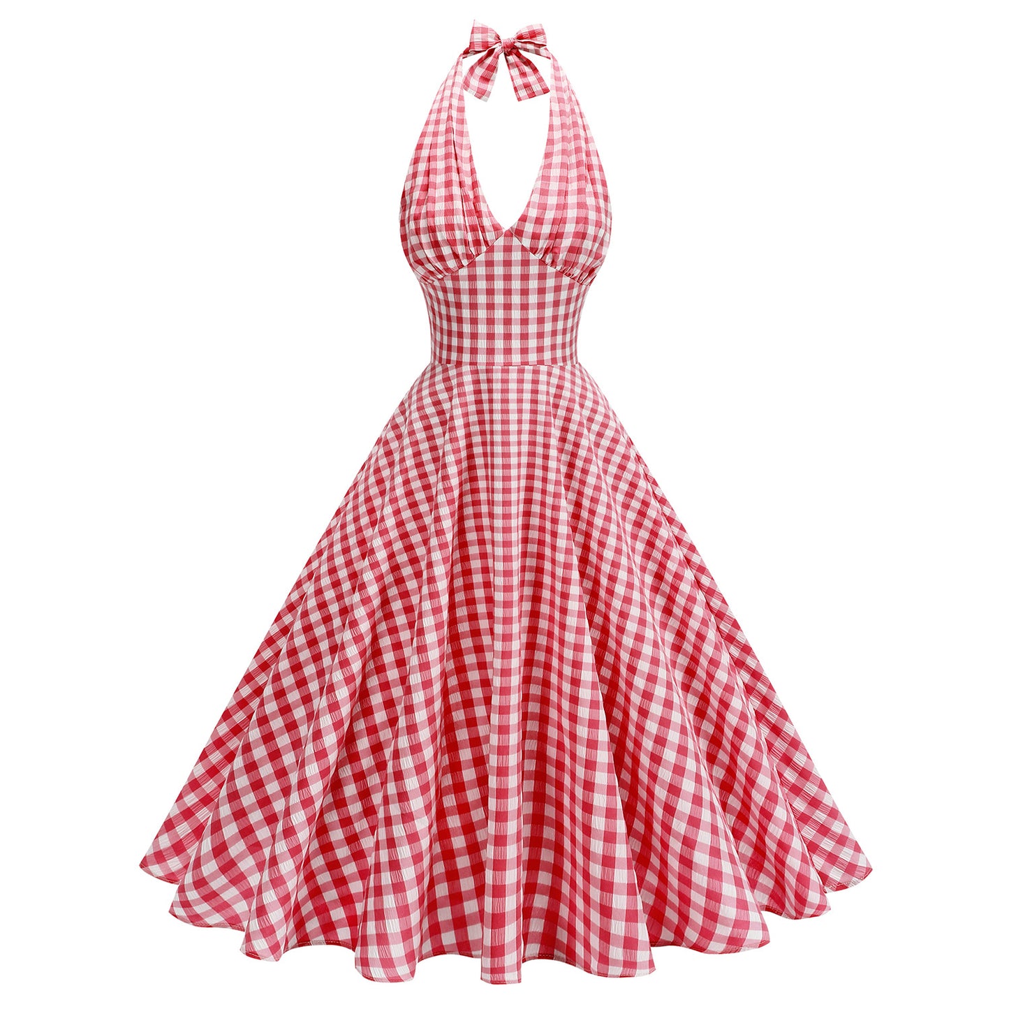 Women's Hepburn Style High Waist Halter Elegant Graceful Large Swing Sexy Dress
