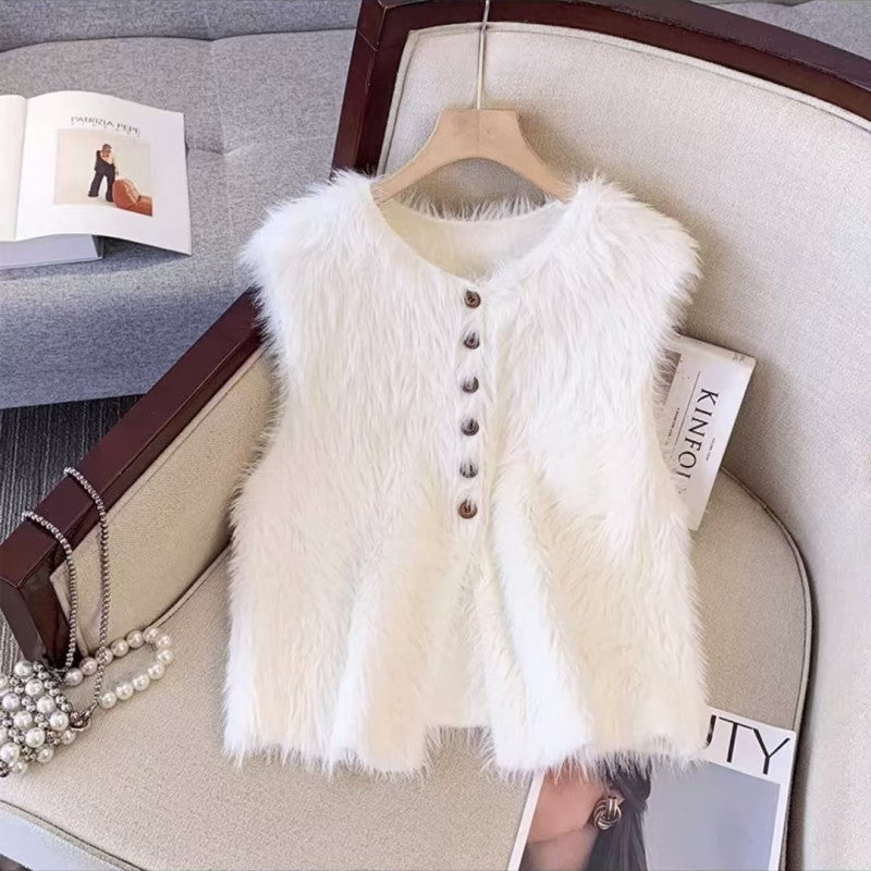 Women's Knitted Artificial Mink Fur Loose Outer Wear Women's Vest