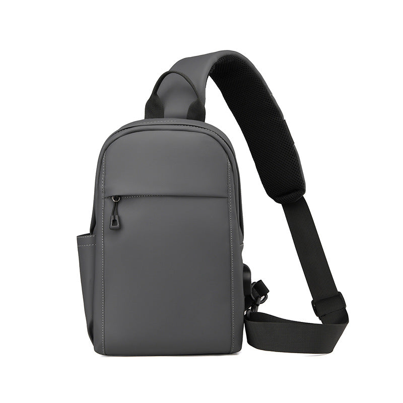 Men's Trendy Simple Derm Black Trend Style Men's Chest Bags