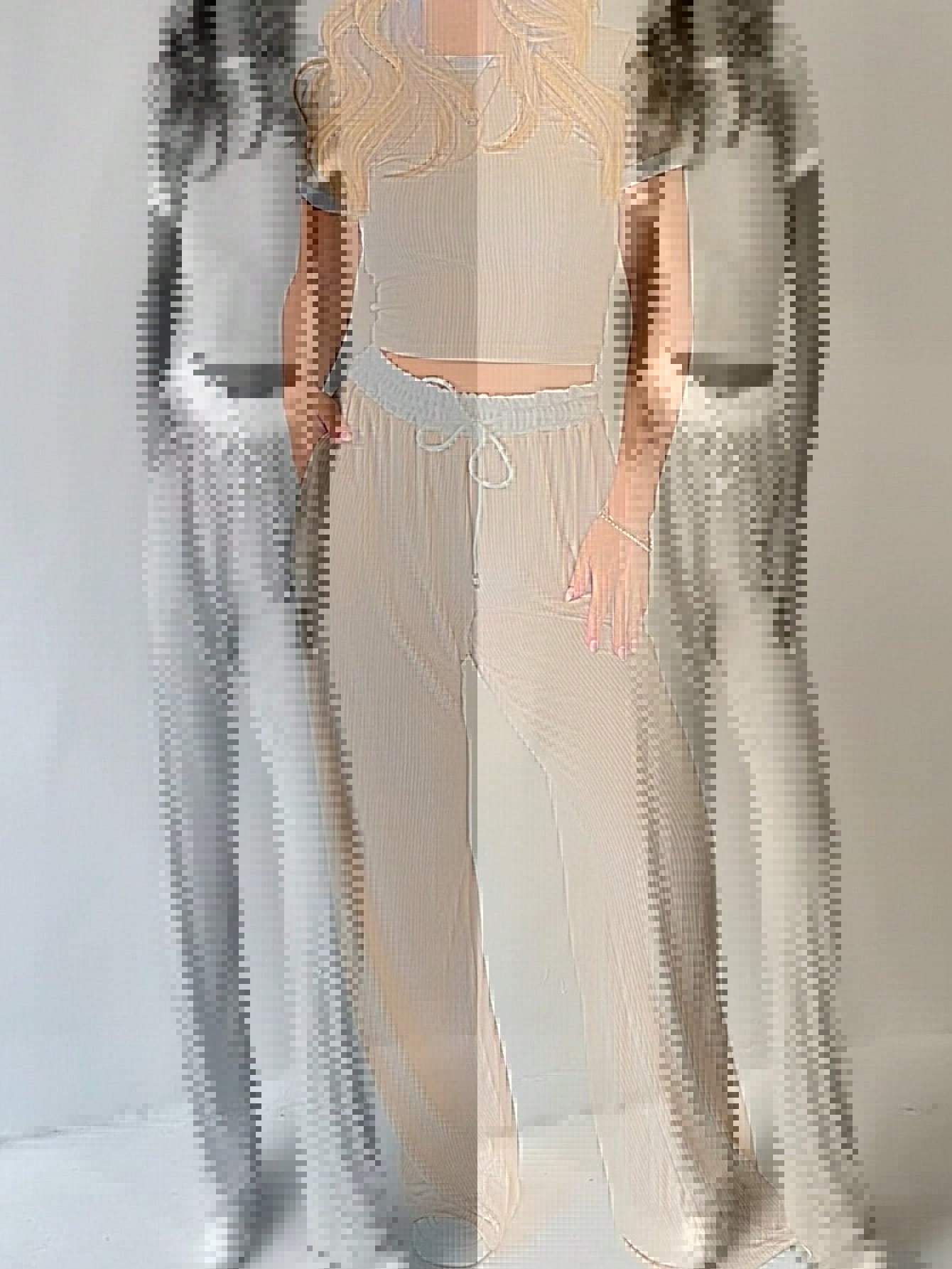 Women's Casual Style Short-sleeved T-shirt Two-piece Suits