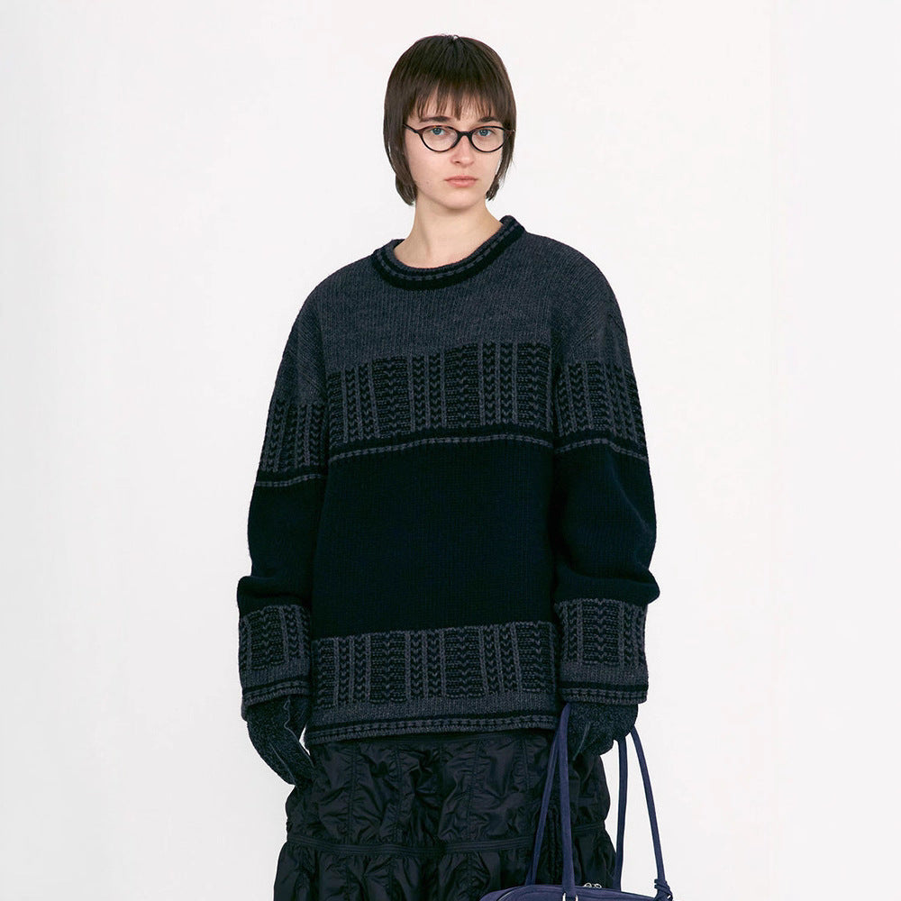 Women's Jacquard Wool Early Autumn Warm Soft Glutinous Style Knitwear