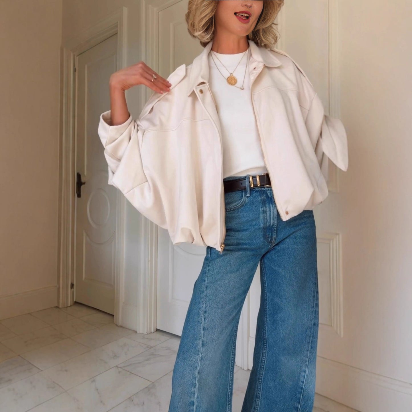 Women's Autumn Loose Batwing Sleeve Suede Clothing