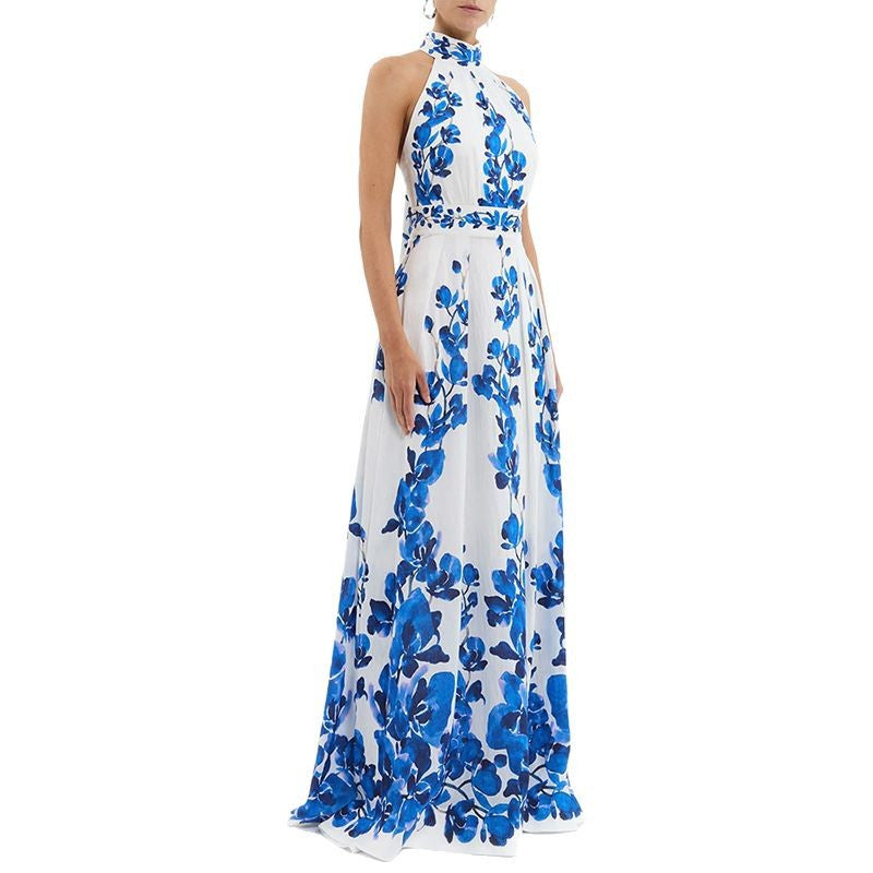 Fashion Printed Casual Vacation Dress Halter Dresses