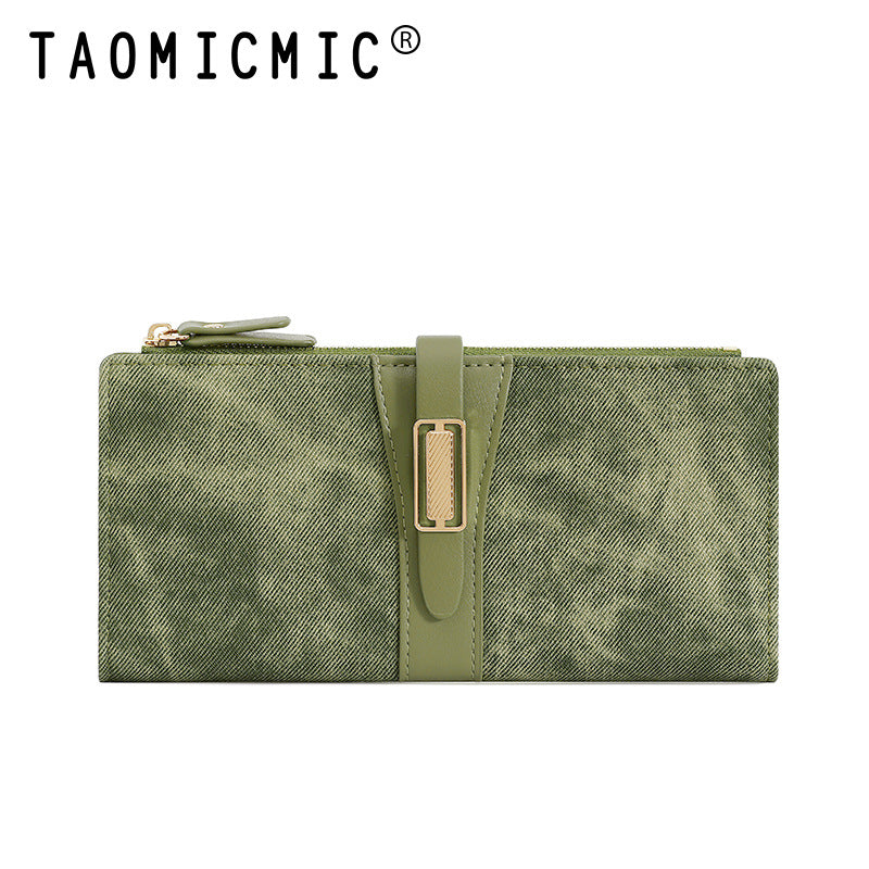 Long Two-fold Zipper Leather Change Design Ladies Wallets