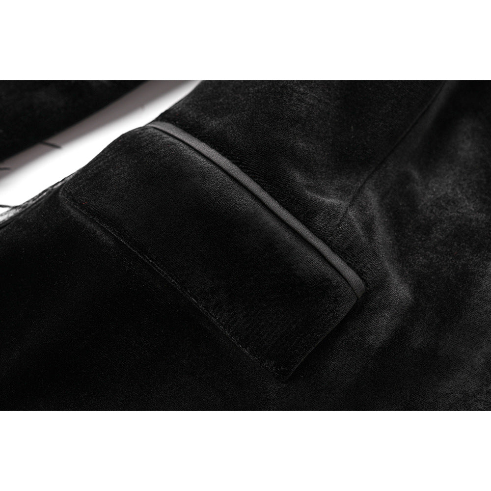 Women's Feather Decoration Black Ostrich Small Dress Blazers