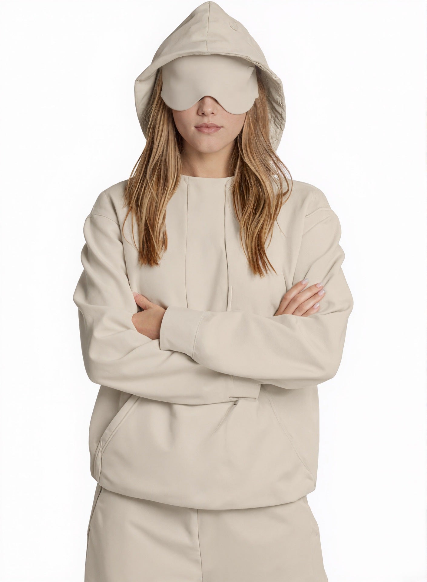 Women's Pocket Hoodie With Eye Mask Travel Sweaters