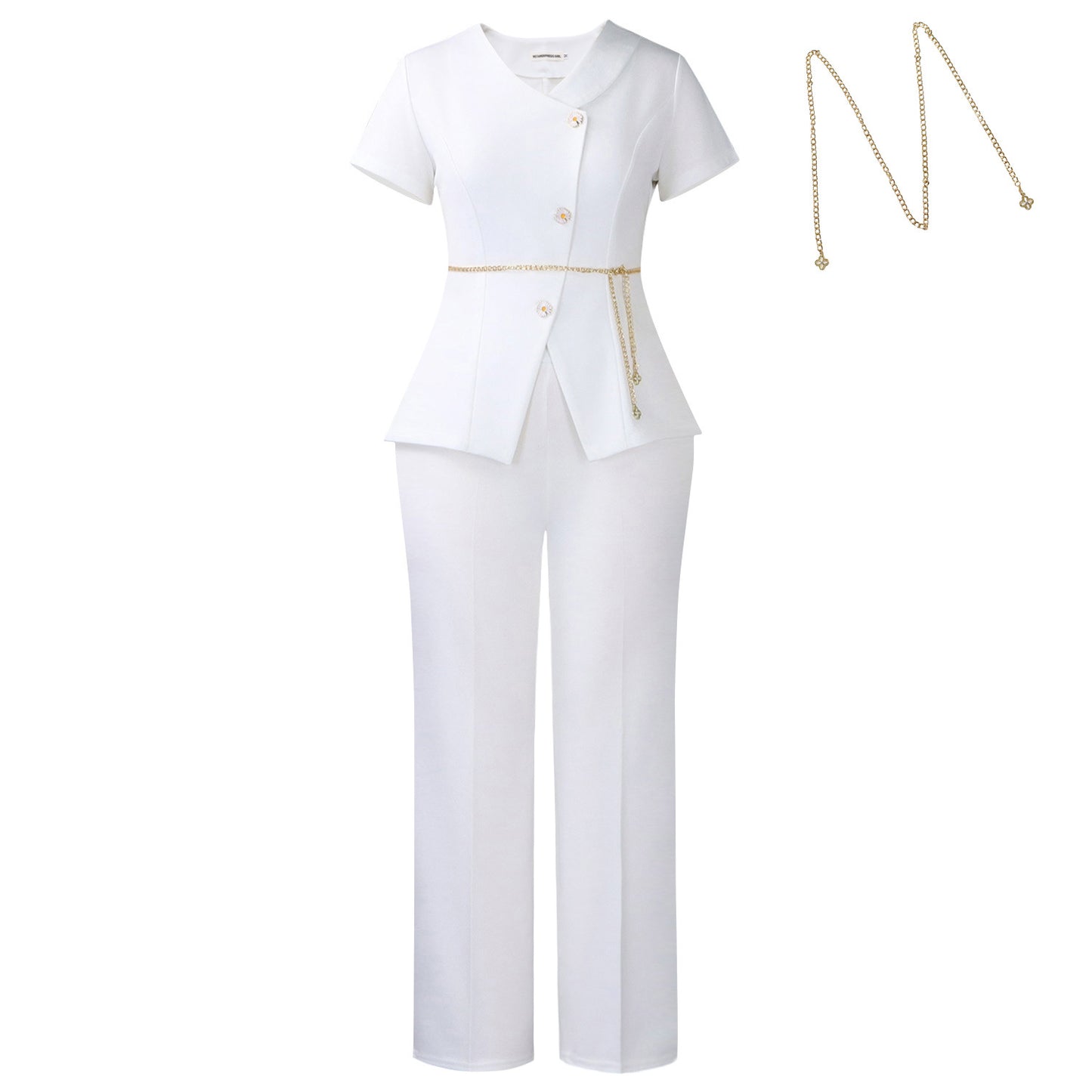 Women's Summer Elegant Button Short-sleeved Two-piece African Fashion Casual Suit