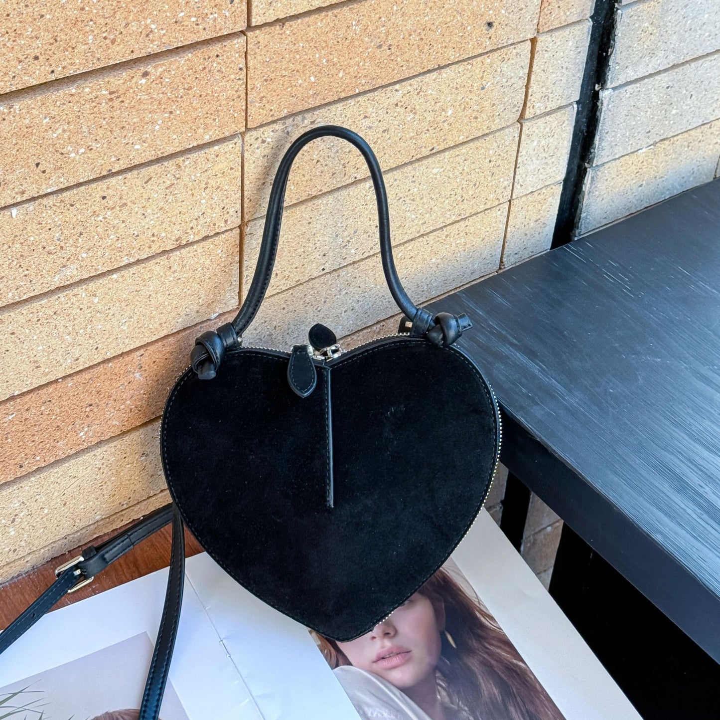 Casual Women's Heart-shaped Design Glossy Trendy Handbags