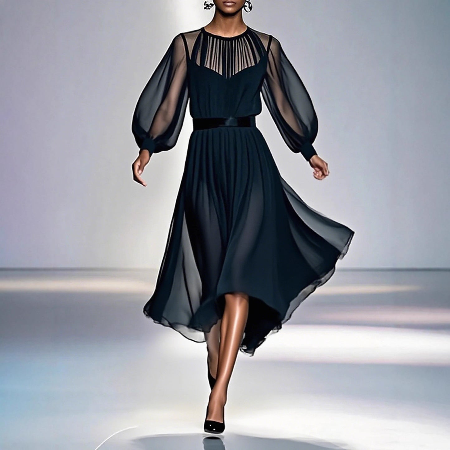 Women's Long Dress French Elegant Black Two-piece Dresses