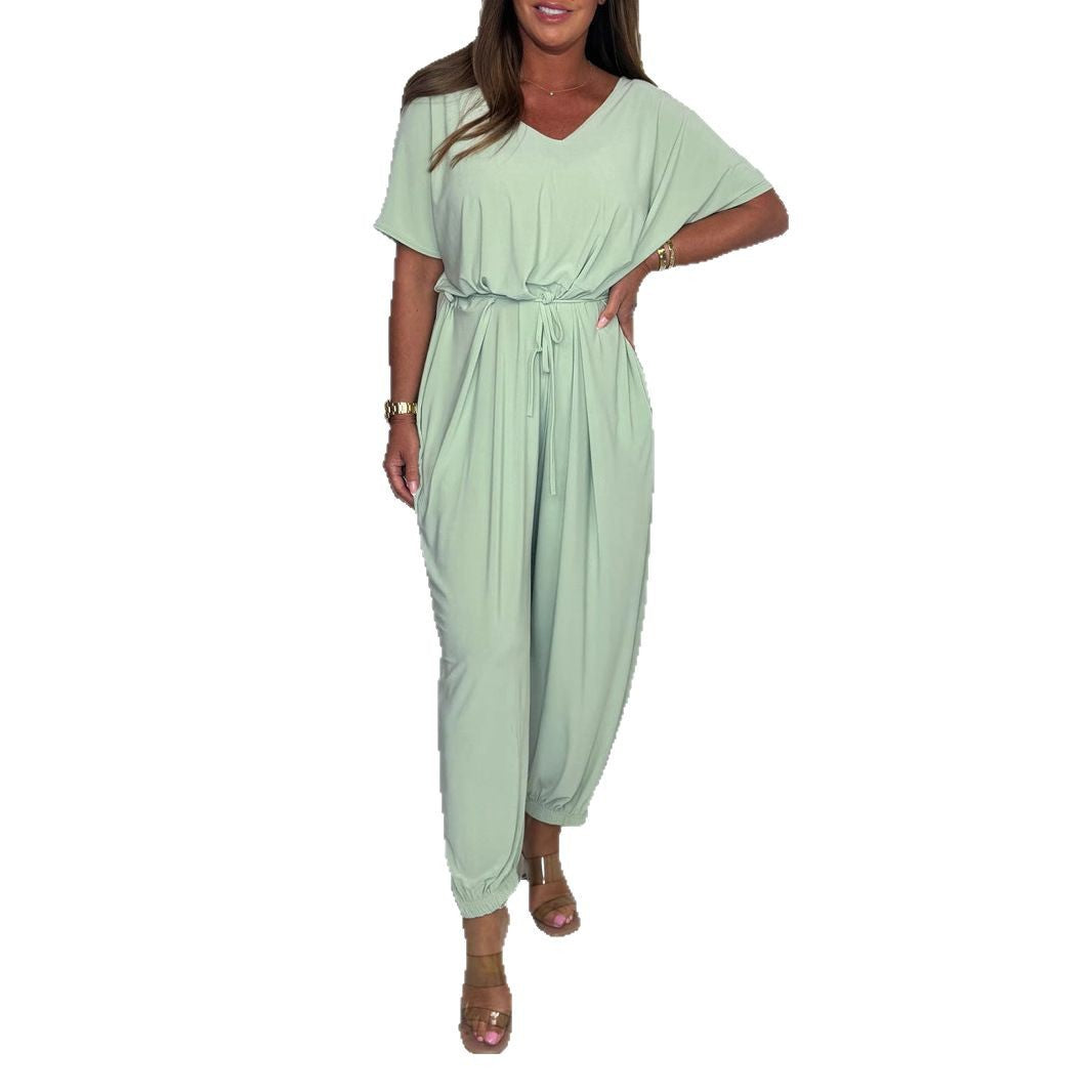 Women's Summer Waist Loose Solid Color Women's Jumpsuit/clothing