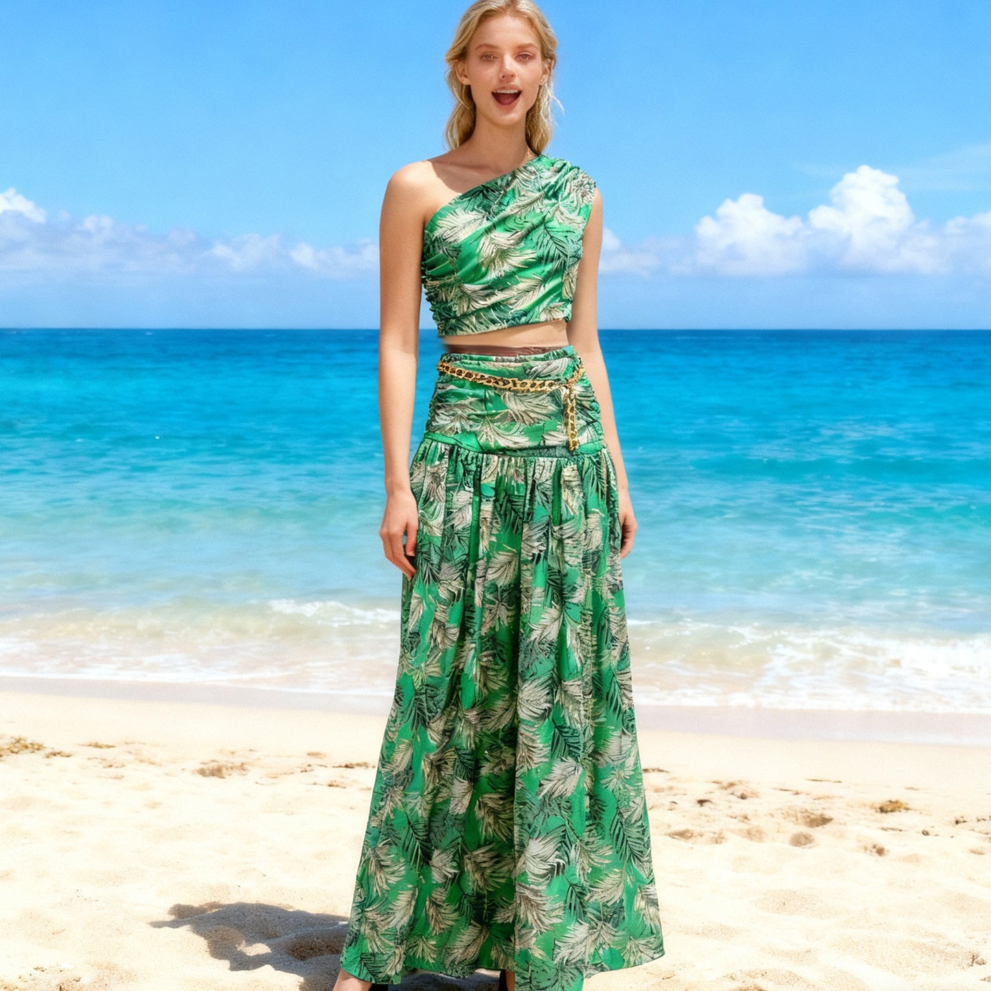 Style Two-piece Set High Waist Slit Suits
