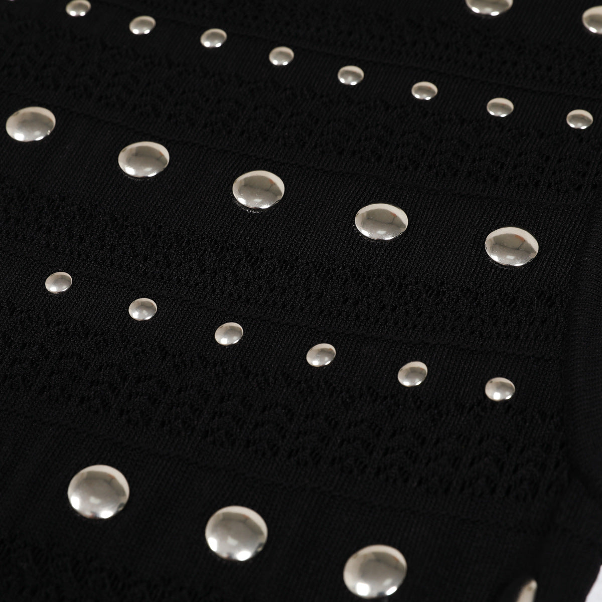 Neck Rivet Knitted Slim Slimming Long Dresses