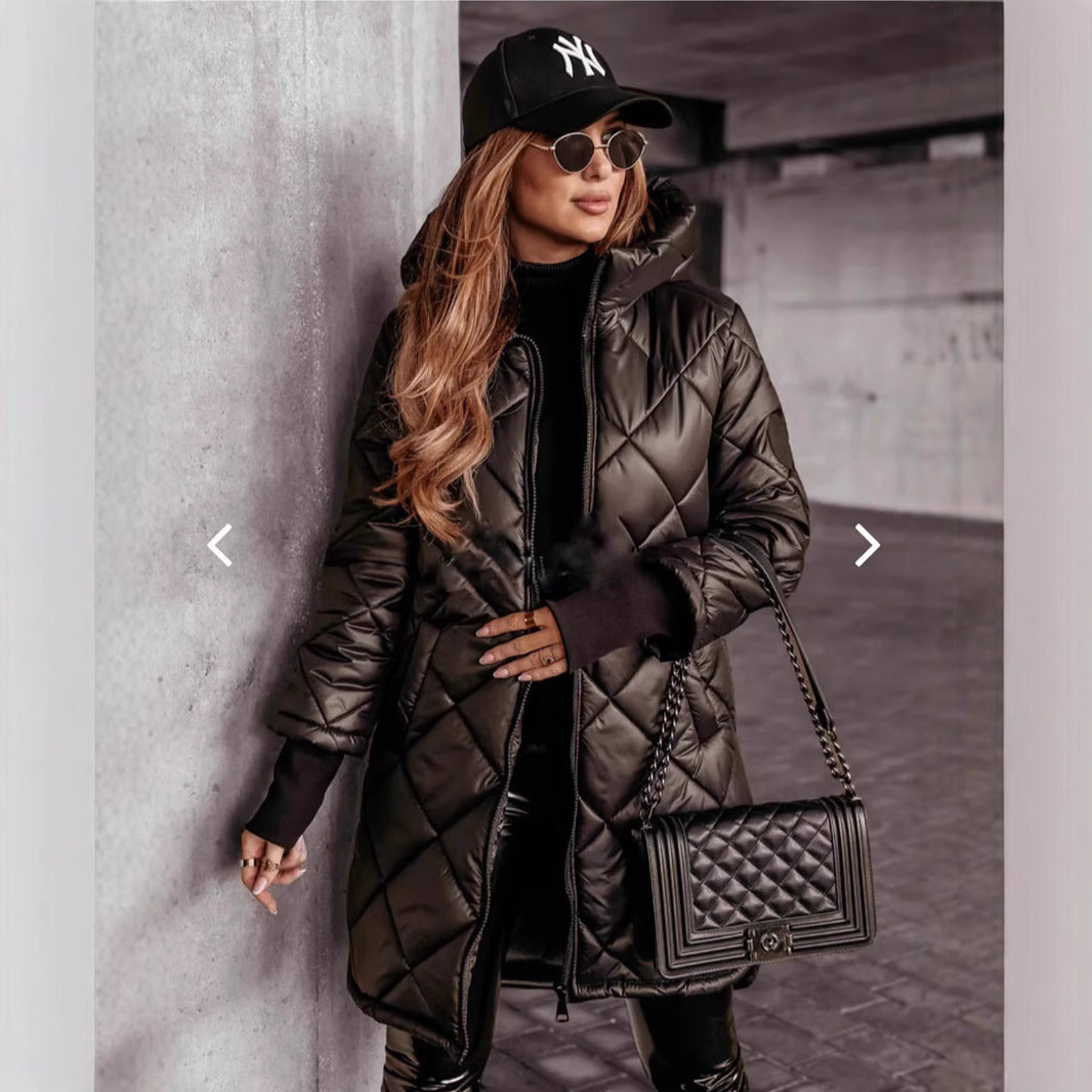Women's Glamorous Winter Hooded Down Mid-length Coats