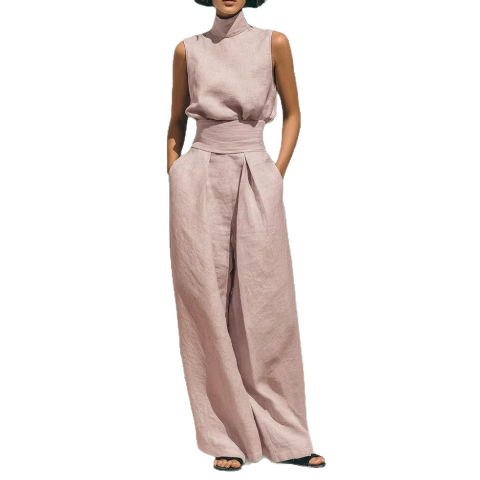 Women's Cotton Linen Sleeveless Trousers For Fashion Casual Suit