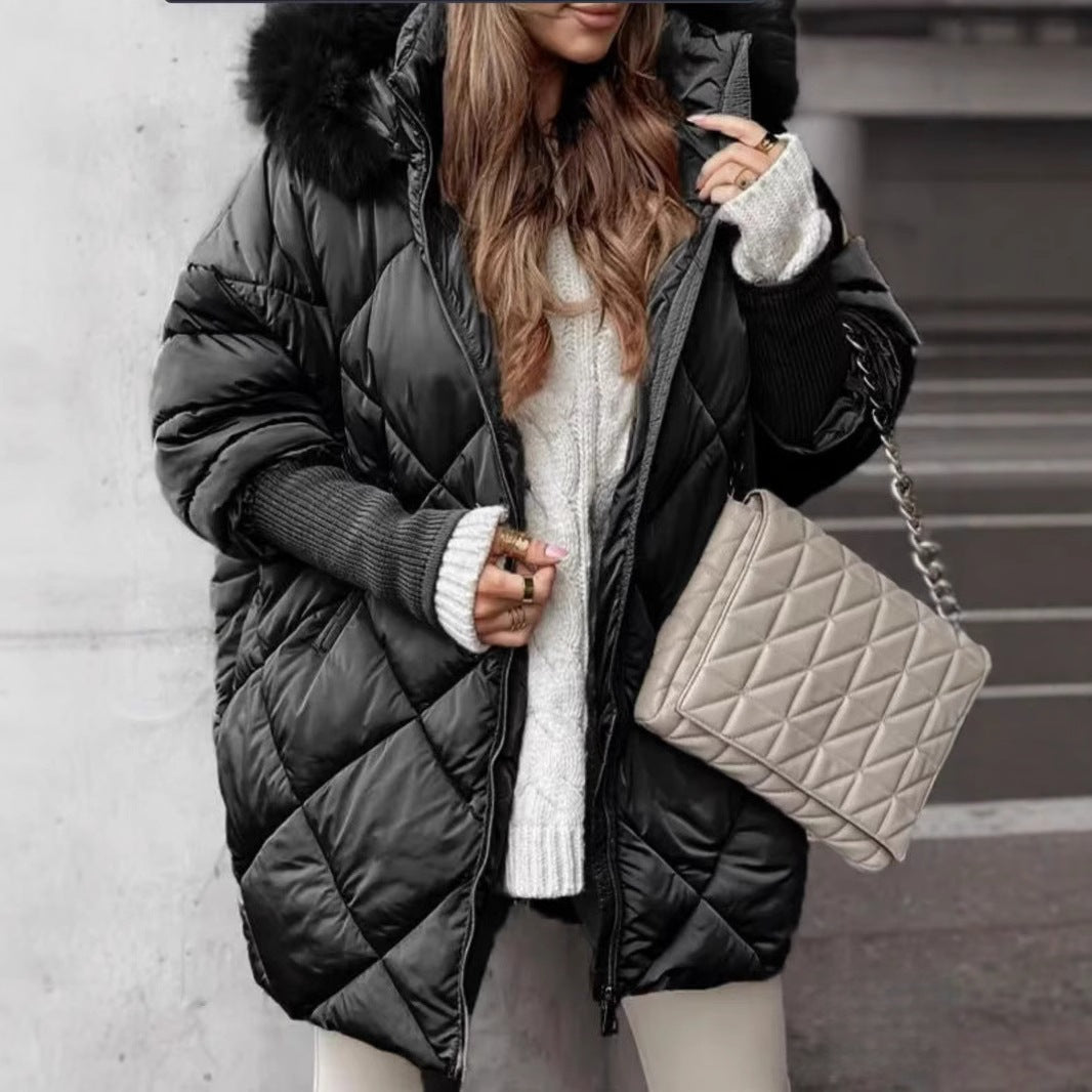 Women's Winter Hooded Cotton Temperament Loose Coats