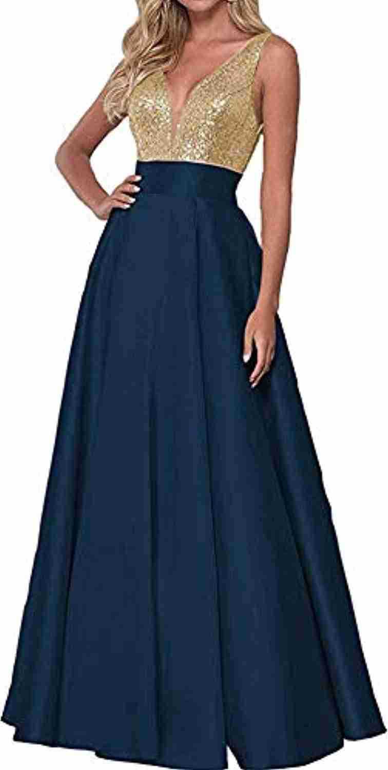 Women's Sequined Rose Gold Dress Ball Gown Wedding Dresses