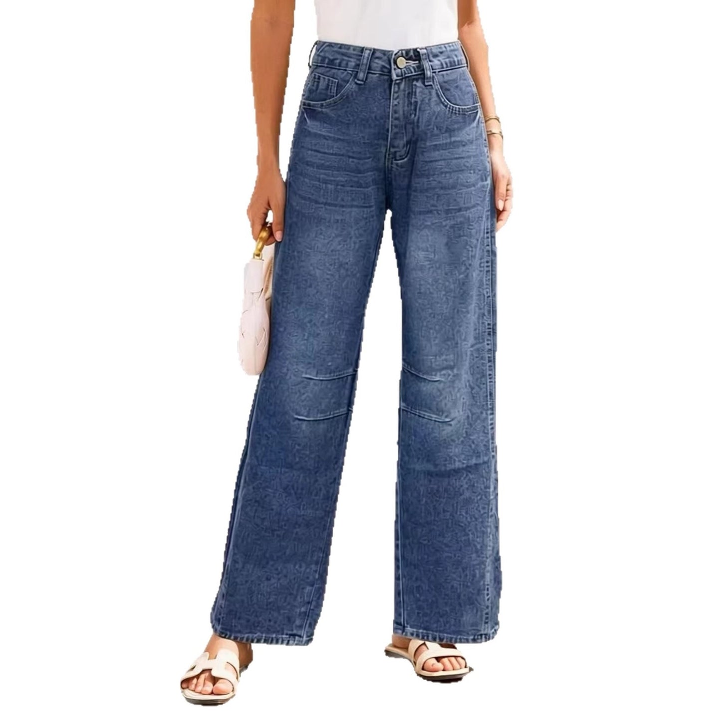 Women's Source Casual Fashion Wash Loose Mid Jeans