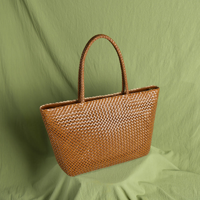 Women's Woven Authentic Leather Hollow Out Shoulder Bags