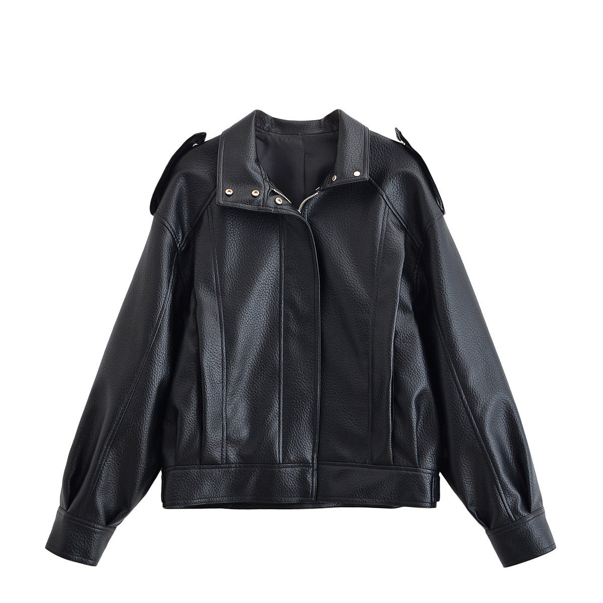 Women's Casual Litchi Pattern Imitation Leather Jackets