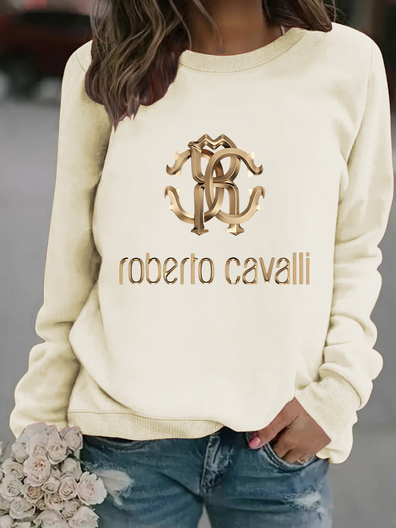 Women's Casual Long-sleeved Round Neck Printed Pullover Sweaters