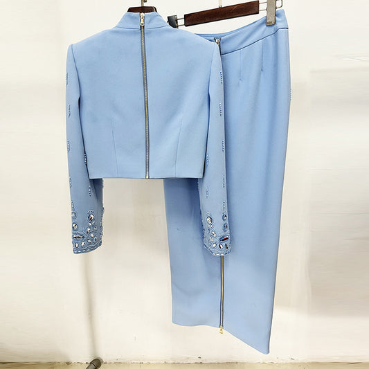 Fashion Bead Diamond Inlaid Dress Two-piece Suits