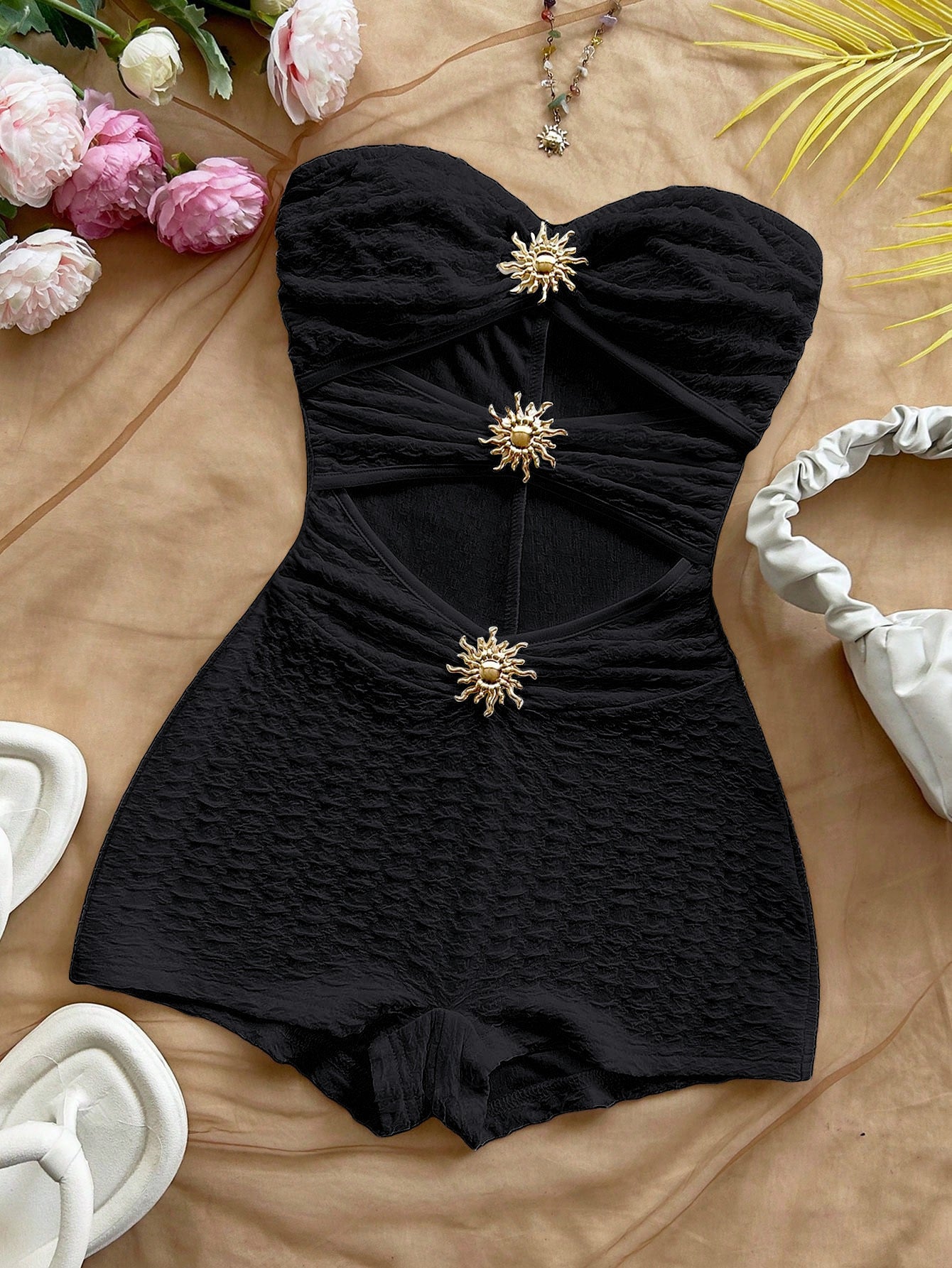 Women's Vacation Knitted Fabric Texture Metal Slim Women's Jumpsuit/clothing