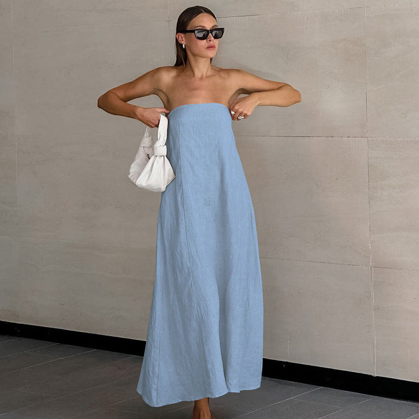 Women's Design Simple Dress Slim Fit Graceful Tube Solid Dresses