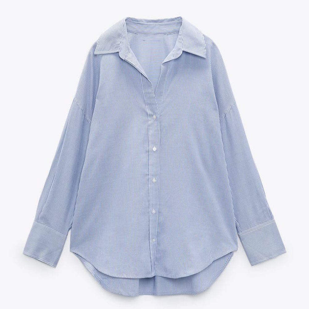 Women's Spring Temperament Commute Solid Color Oxford Blouses