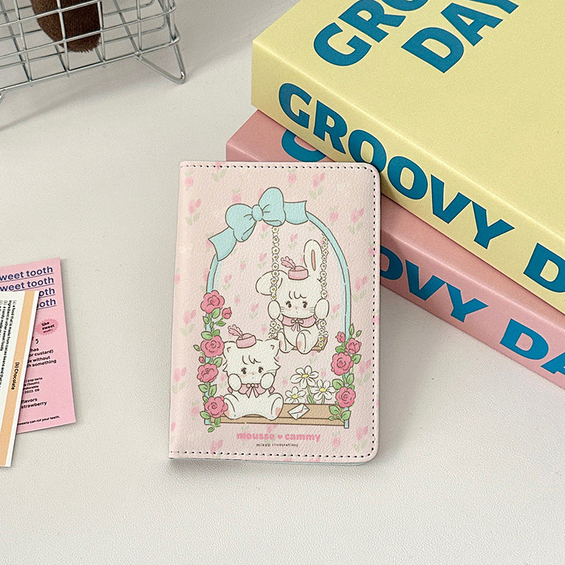 Cute Leather Overseas Passport Cover Storage Card Holder
