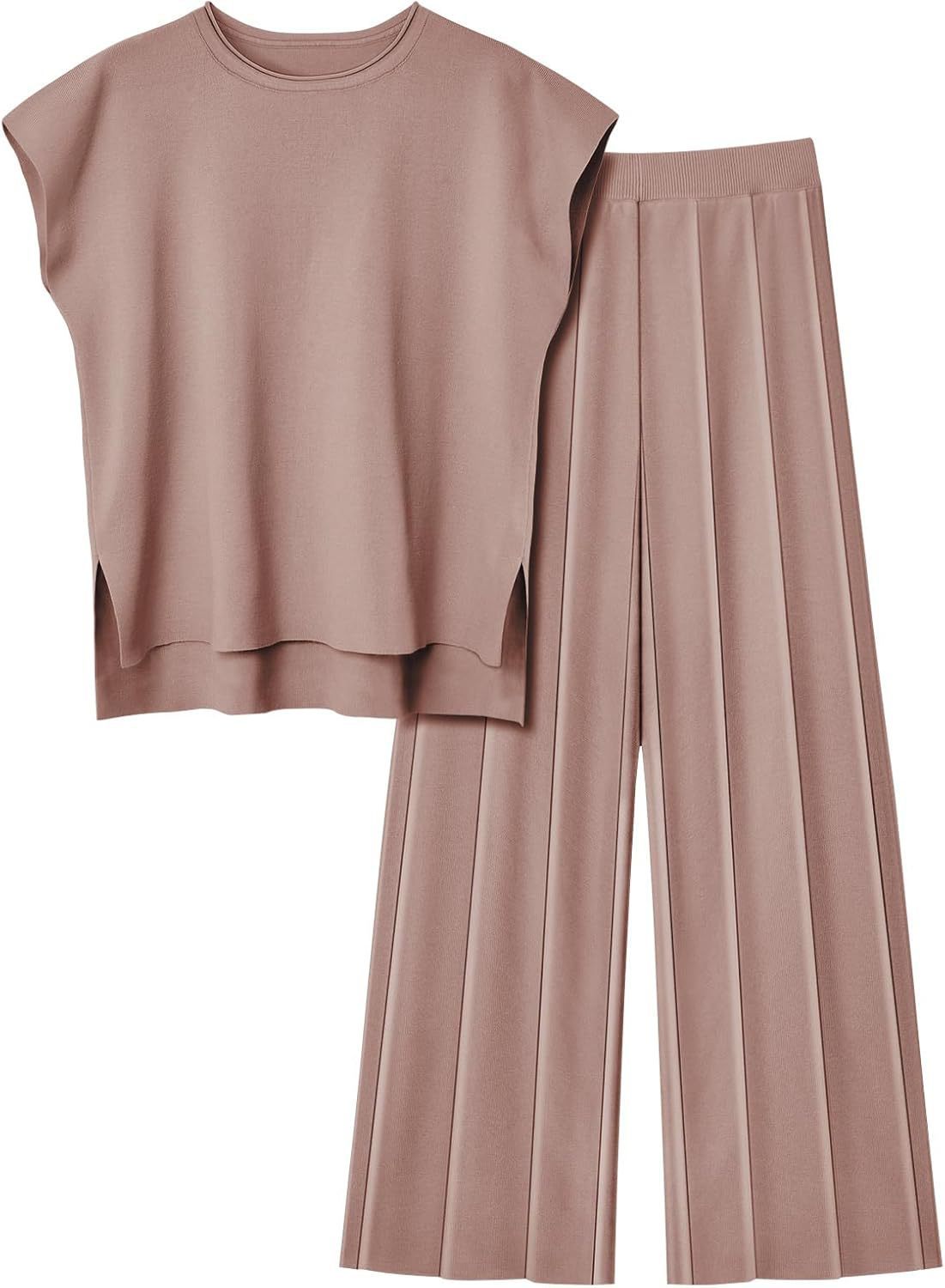 Women's Knit Casual Sleeveless Two-piece Set Suits