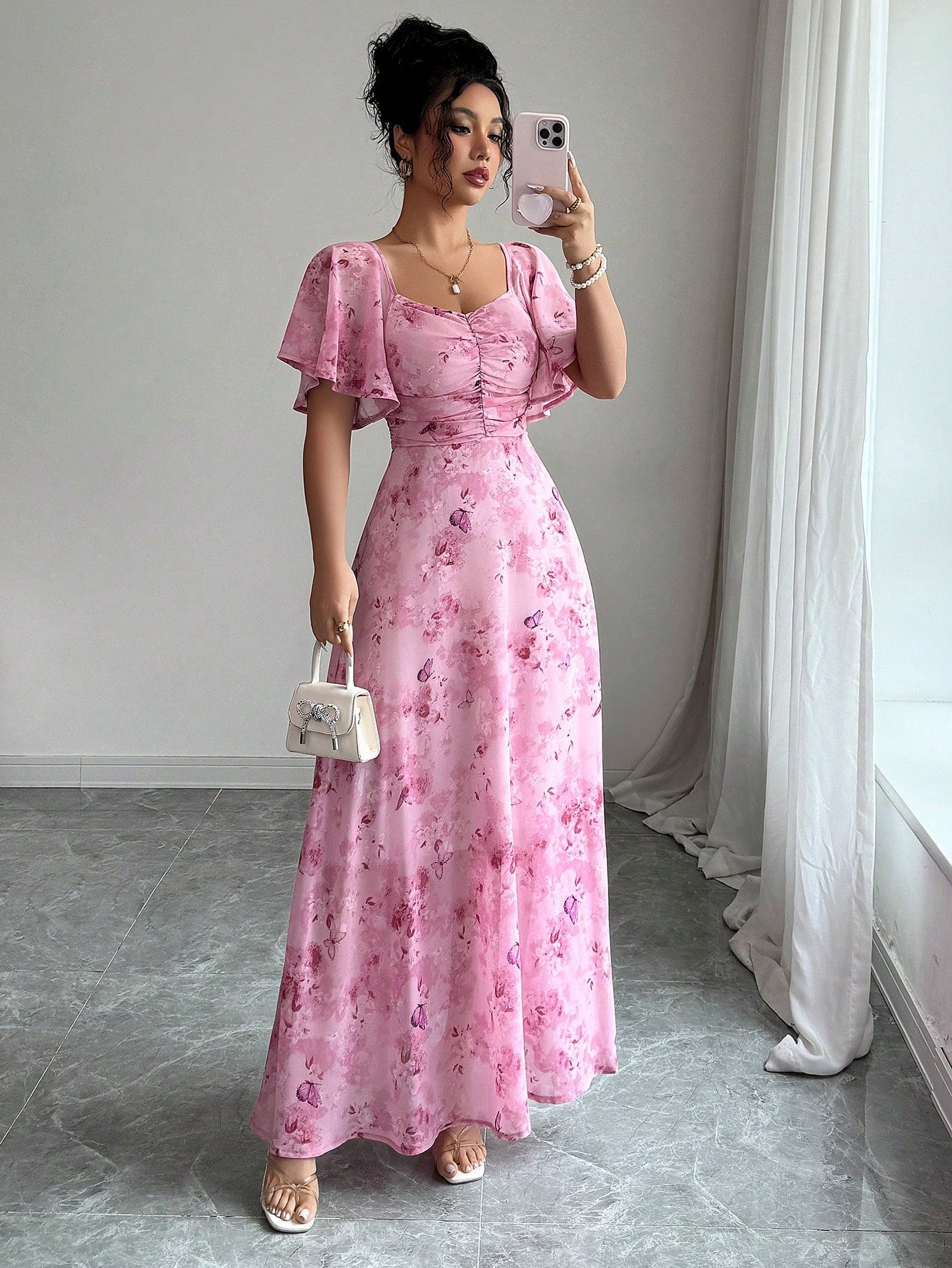 Women's Fashion Summer Floral Elegant Slimming Long Dress