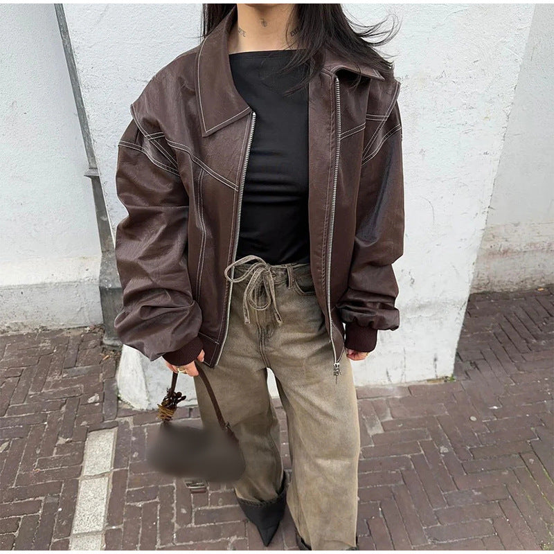 Women's Casual Zipper Fashion Loose Street Jackets