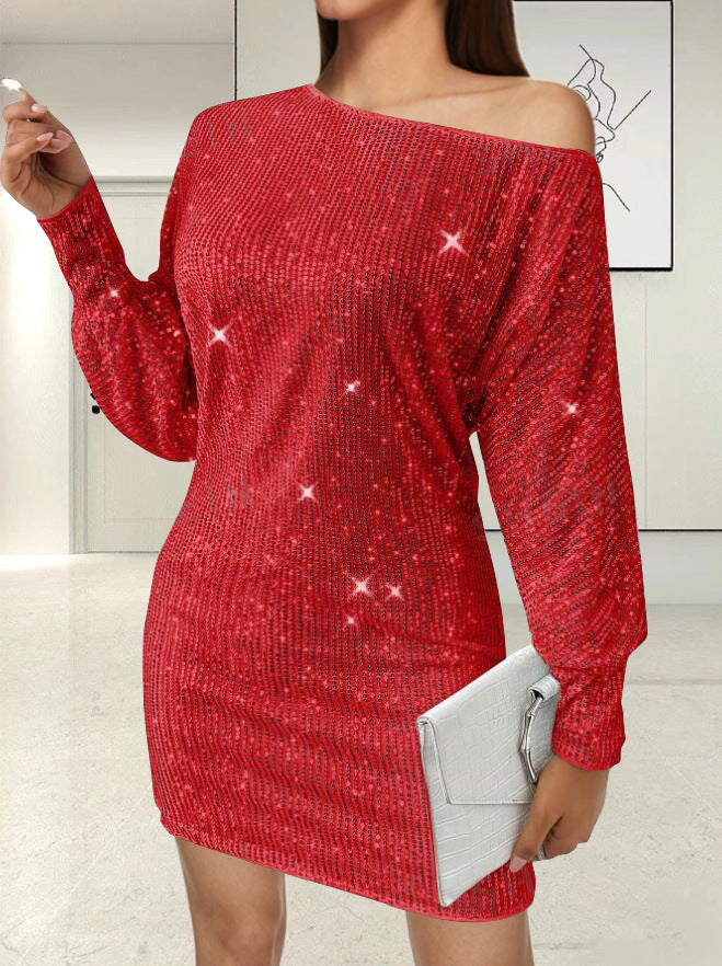 Women's Elegant Fashion Solid Color Long Sleeve Slim Fit Sheath Dress
