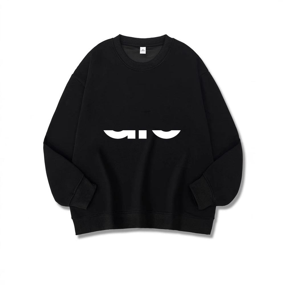 Women's Long Sleeve Composite Interloop Fashion Casual Loose Round Women's Sweater, Sweater