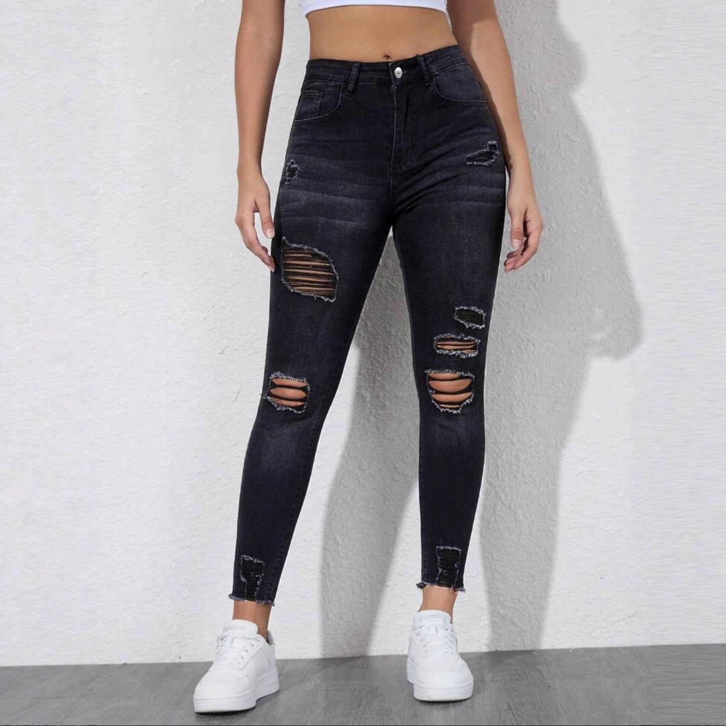 Women's Ripped Slim Stretch Denim Skinny Pants