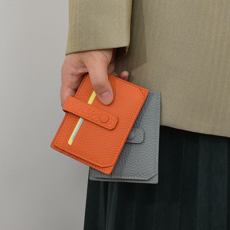 Women's & Men's & Korean Thin Exquisite Leather Cover Card Holder