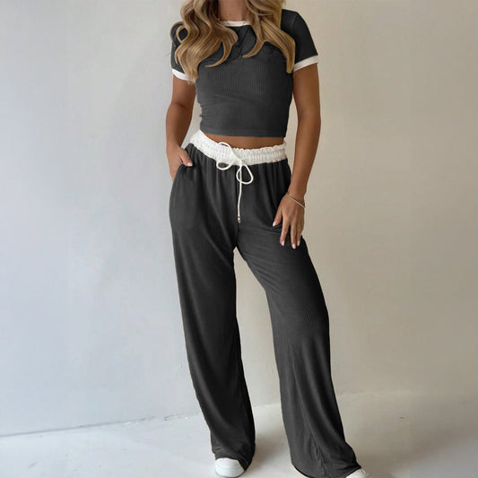 Women's Casual Style Short-sleeved T-shirt Two-piece Suits