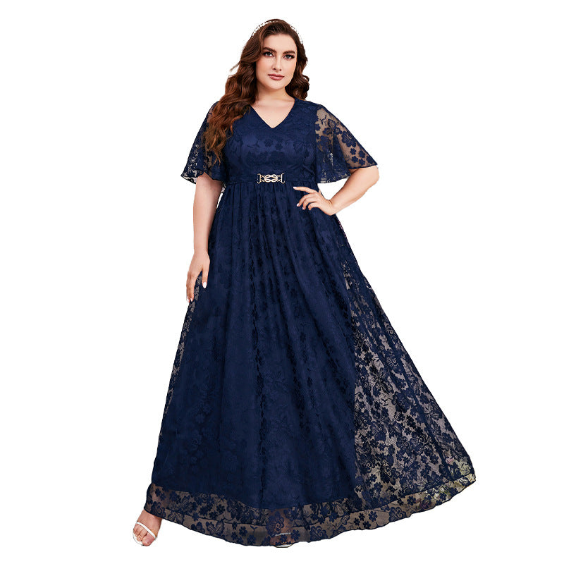 Women's Large Fashion Elegant Bridesmaid Lace Dress Dresses