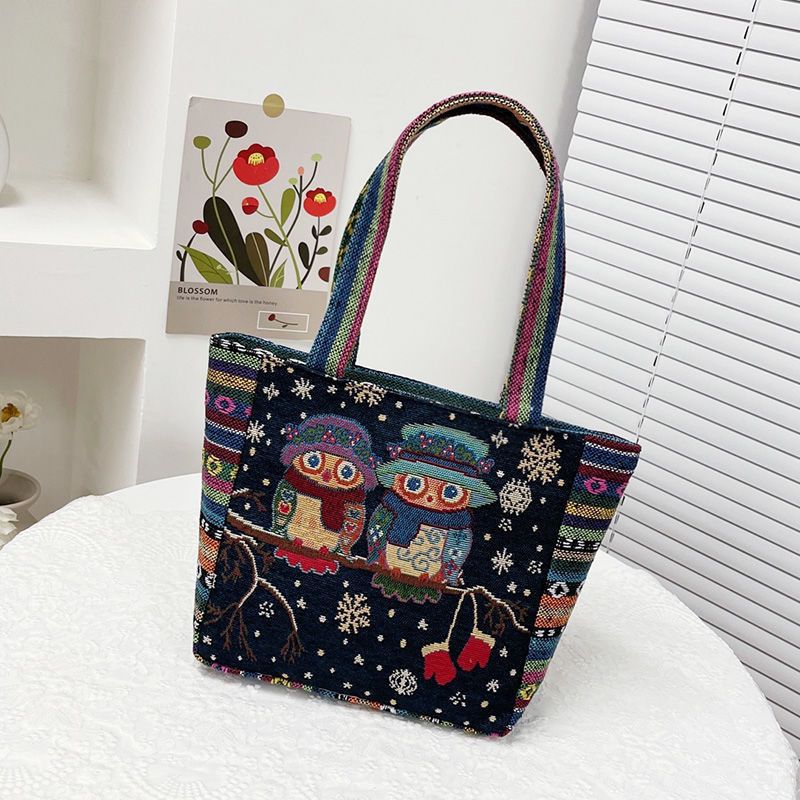 Women's Embroidered Canvas Ethnic Style Mummy Lunch Handbags