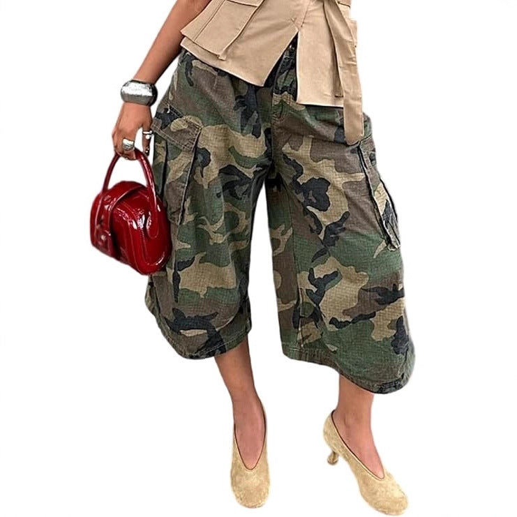 Women's Street Hipster Fashion Casual Camouflage Tooling Pants