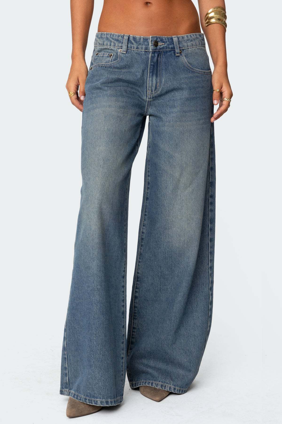 Loose Wide Leg Fashion Printed Denim Female Women's Jeans