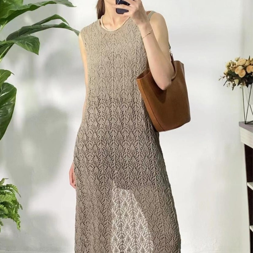 Hollow Beach Hot Long Slit Round Dress